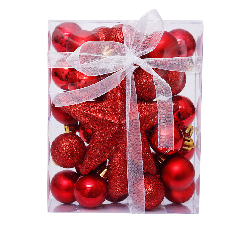 30PCS Christmas Ball Decorations 3cm/1.2in Mini Glitter Baubles with Tree Topper Hanging Ornaments for Table Christmas Tree Party Decor Wedding Holiday Decoration Gifts