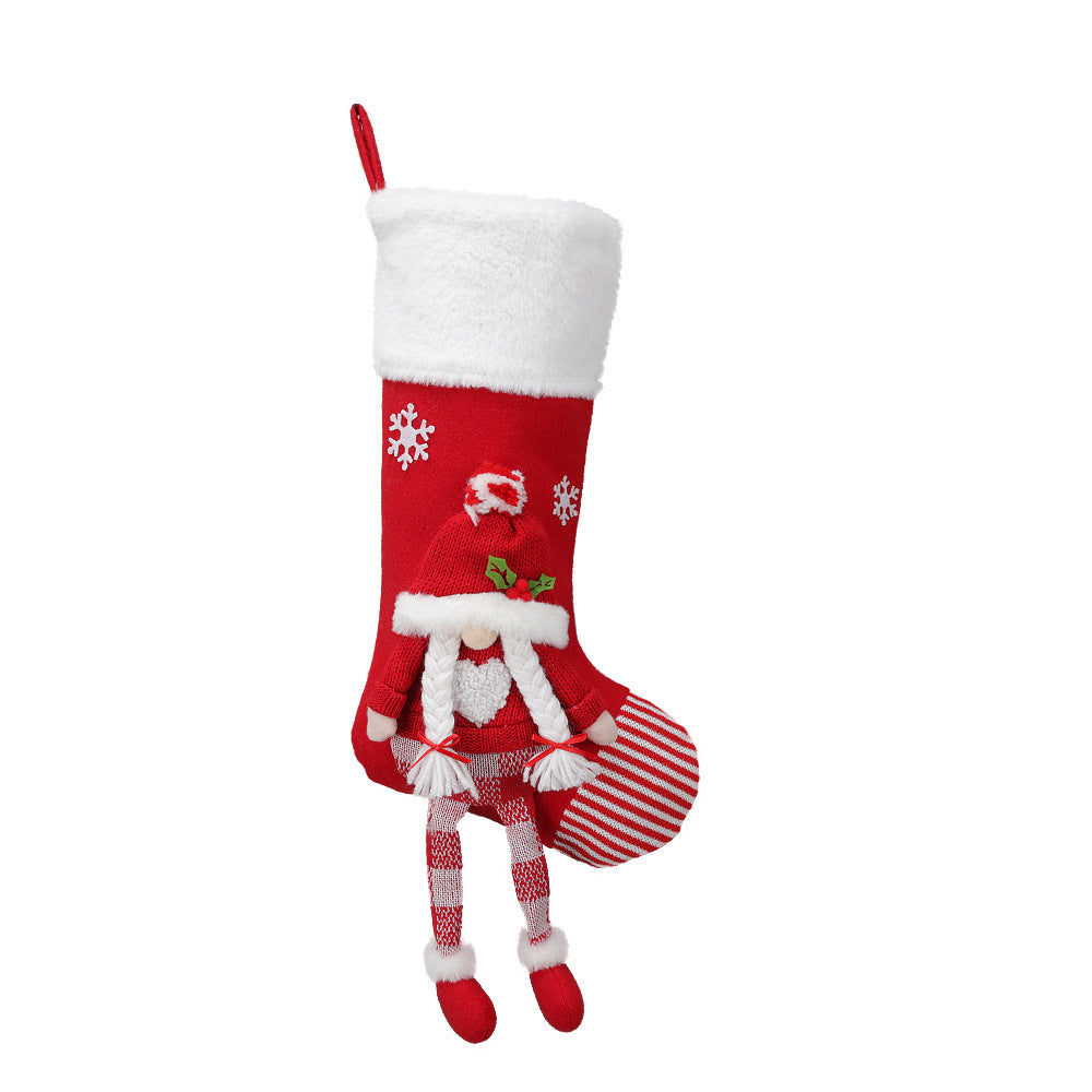 Christmas Stocking Gnome Doll Socks Xmas Tree Snowman Hanging Ornaments Gift Bag Fireplace Decor