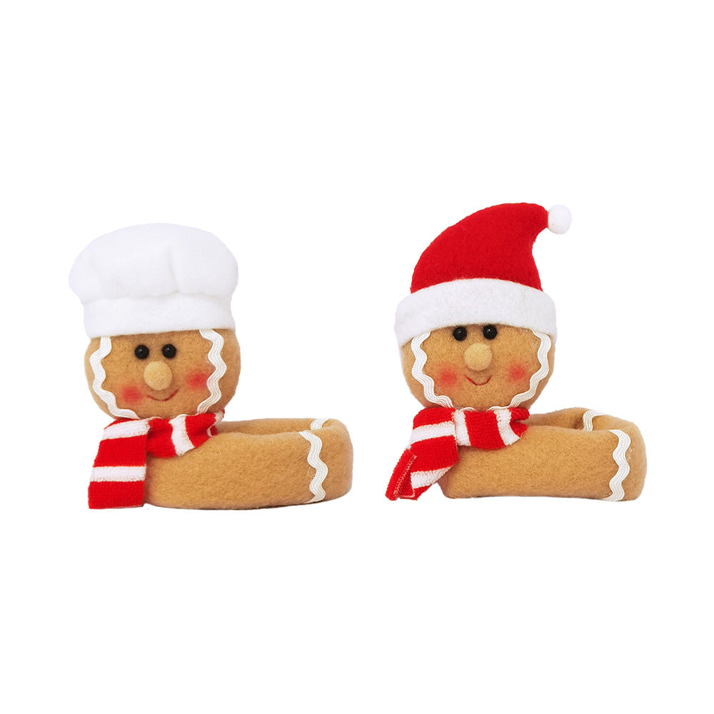 2/4PCS Cute Gingerbread Man Wine Cup Hug Christmas Decorations Lint Gingerman Bottle Covers Window Ornaments Festive Party Home Decor