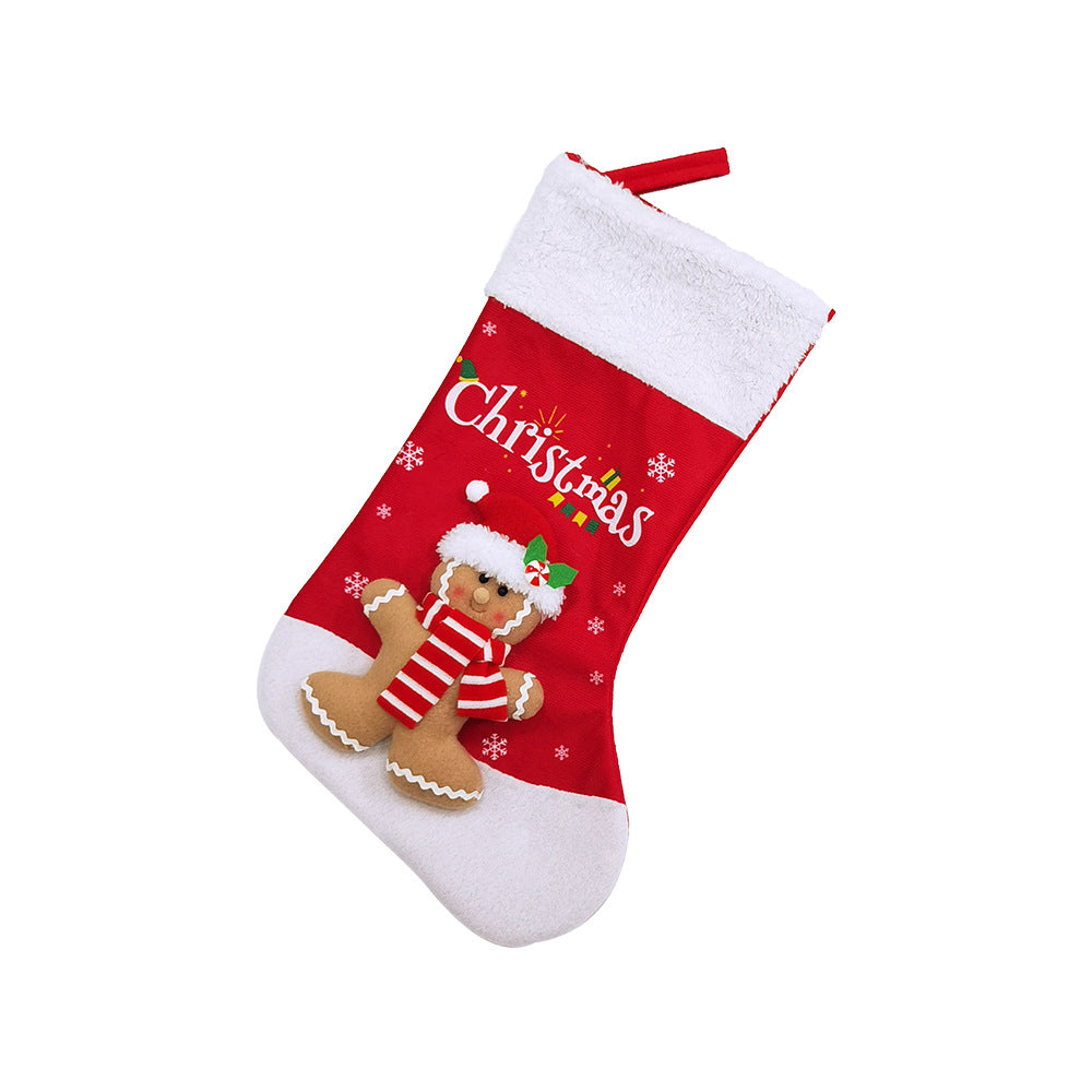 Gingerbread Man Christmas Stocking Large Gift Bag Santa Hanging Ornaments Snowman Candy Bag Xmas Tree Pendants Holiday Party Decor
