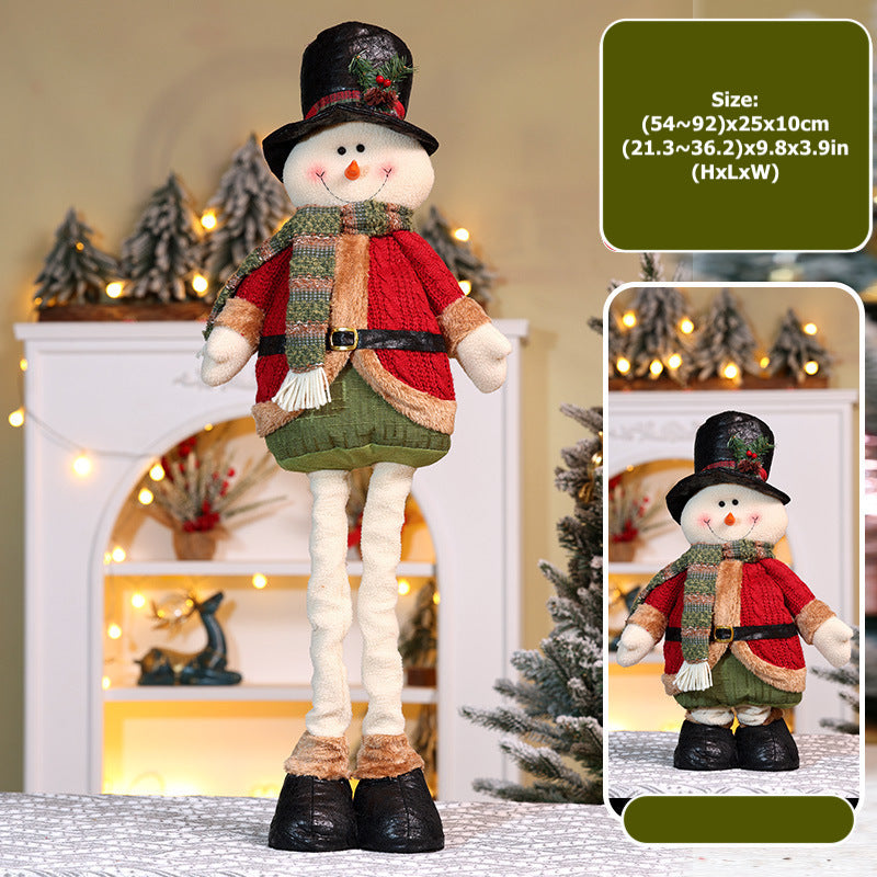 Christmas Retro Plaid Plush Doll Knitted Telescope Santa Snowman Ornaments Holiday Gift Window Home Decor