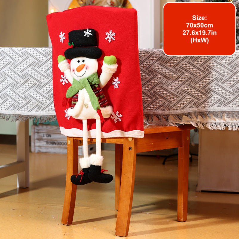 Christmas Chair Cover Longlegs Santa Snowman Ornaments Xmas Hotel Dinning Room Decoration