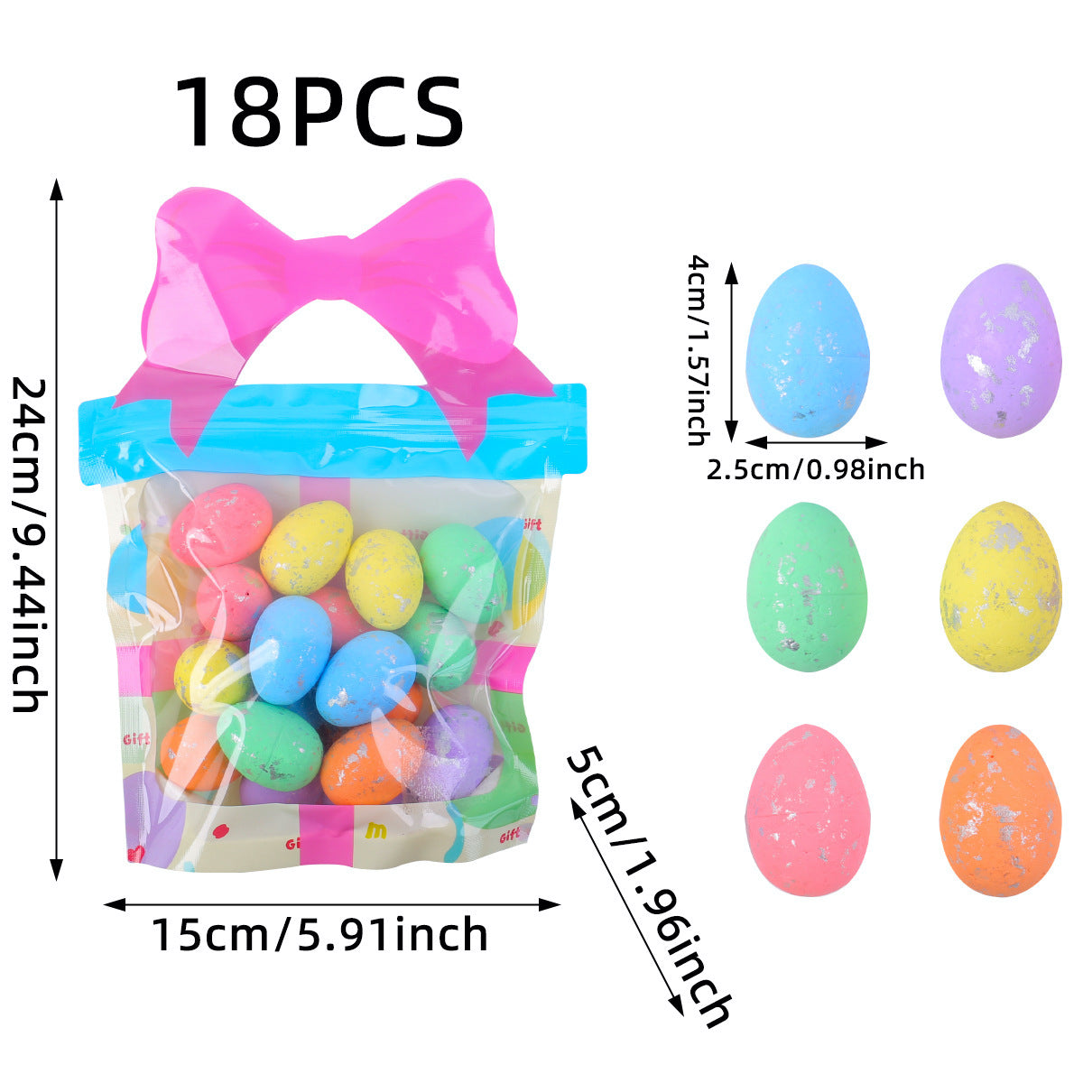 18PCS Foam Easter Eggs Holiday Party Decorations Artificial Spot Egg Gift Bag