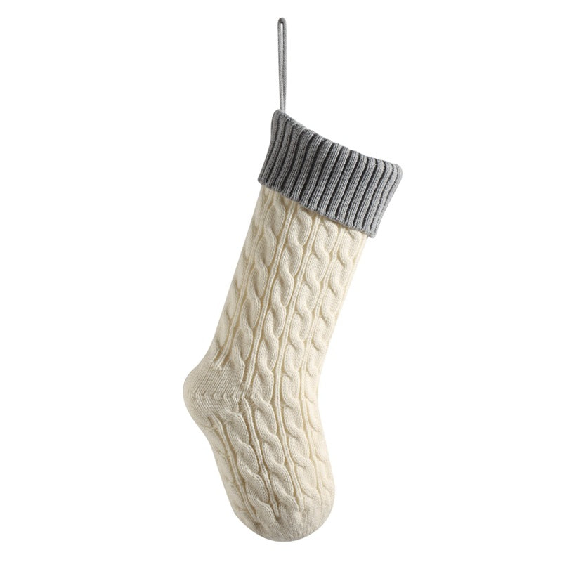 Knitted Twist Christmas Stocking Large Gift Bag Home Decorations Xmas Tree Fireplace Hanging Ornament Candy Bag