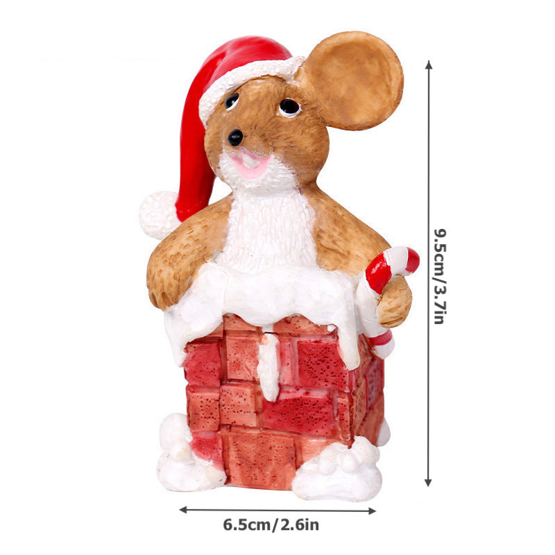 Christmas Decorations Cute Mouse Resign Ornament Desktop Decoration Xmas Gift Holiday Party Home Decor