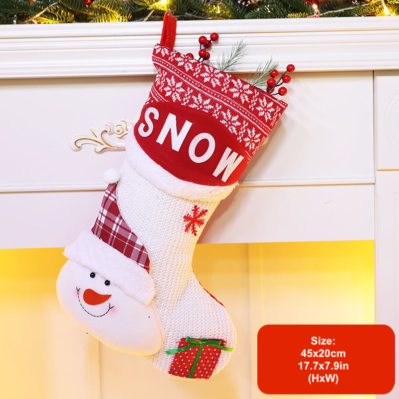 3D Cartoon Christmas Stockings Decorations Santa Snowman Gift Bag Xmas Tree Hanging Ornament Holiday Party Candy Bags