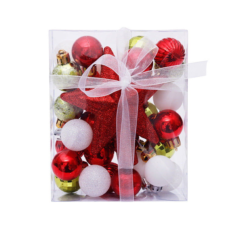 30PCS Christmas Ball Decorations 3cm/1.2in Mini Glitter Baubles with Tree Topper Hanging Ornaments for Table Christmas Tree Party Decor Wedding Holiday Decoration Gifts