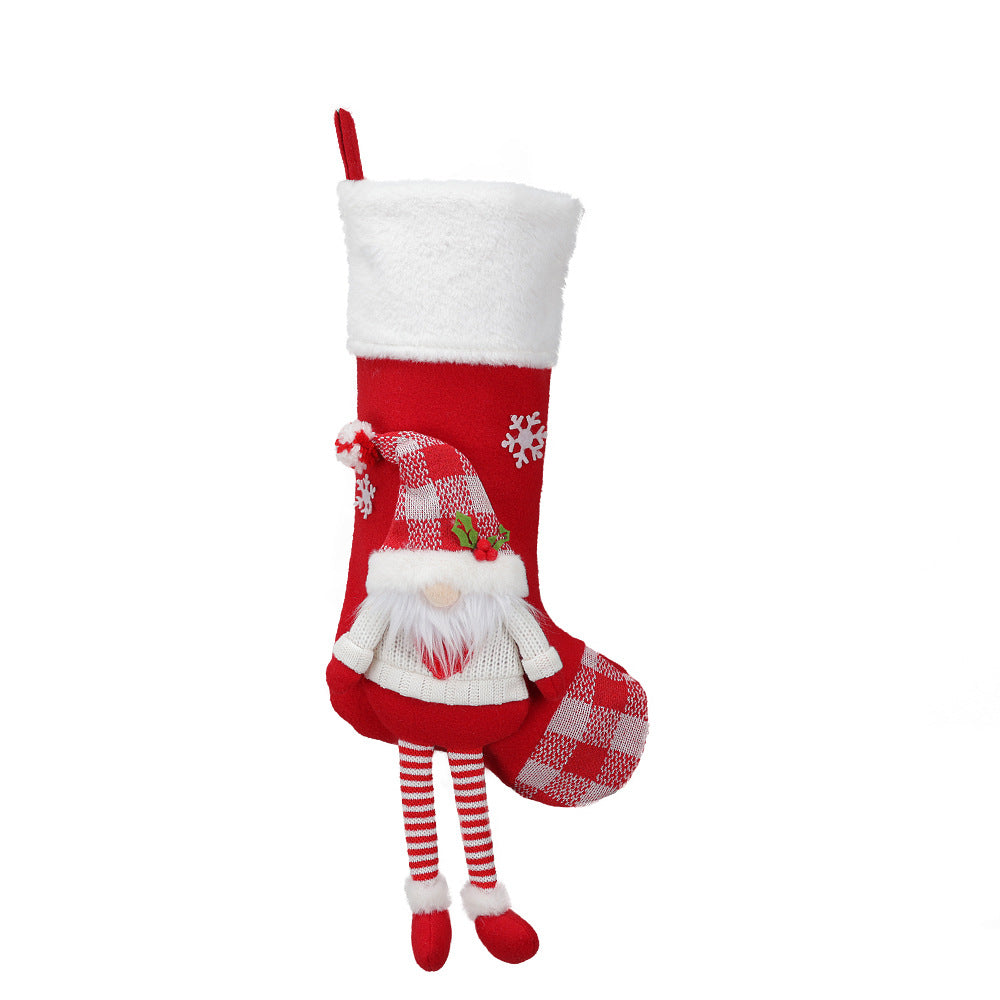 Christmas Stocking Gnome Doll Socks Xmas Tree Snowman Hanging Ornaments Gift Bag Fireplace Decor