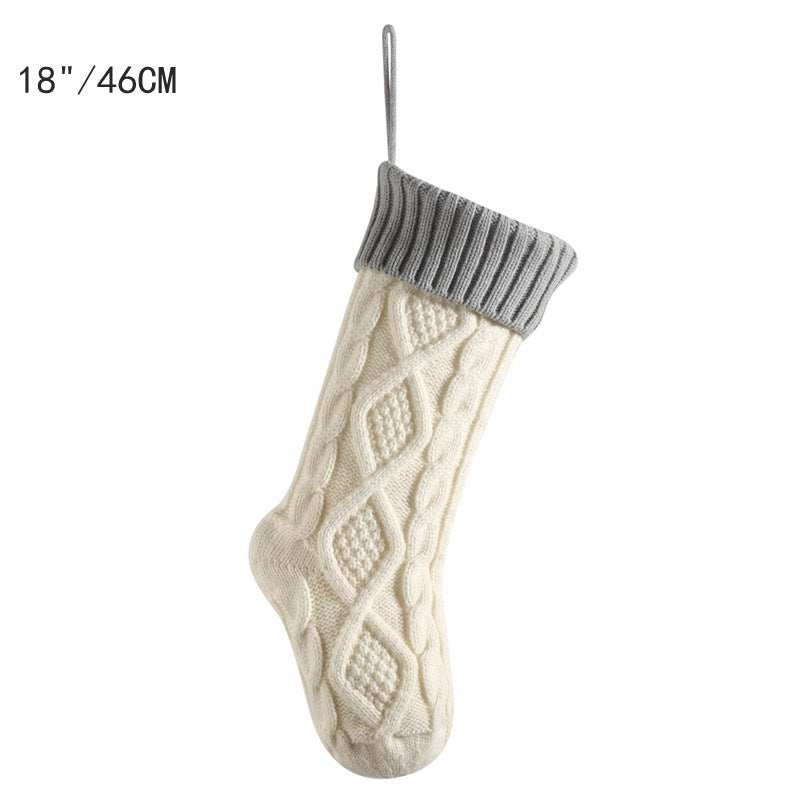 18in Large Christmas Gift Bag Decorations Knitted Two-sided Diamond Christmas Stocking Home Fireplace Xmas Tree Ornaments