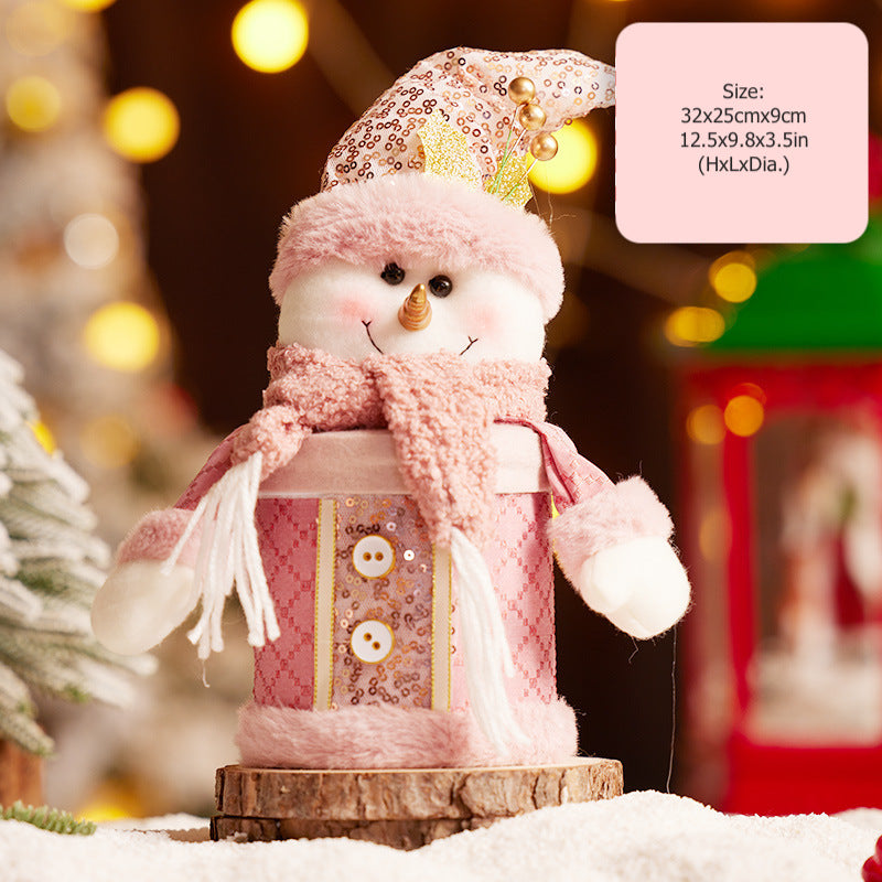 Cute Cartoon Santa Gift Box Christmas Decorations Snowman Candy Jar Ornaments Xmas Kids Gift Table Storage Box