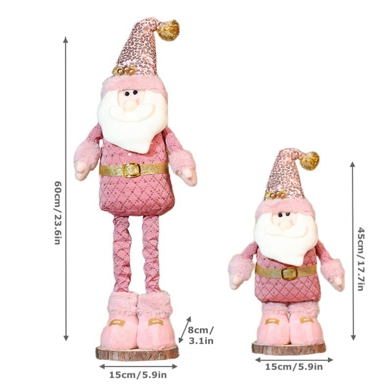 Christmas Decorations Pink Snowman Doll Telescope Santa Clause Ornaments Xmas Deer Window Decor Gift