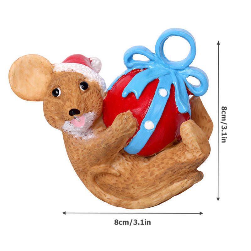 Christmas Decorations Cute Mouse Resign Ornament Desktop Decoration Xmas Gift Holiday Party Home Decor