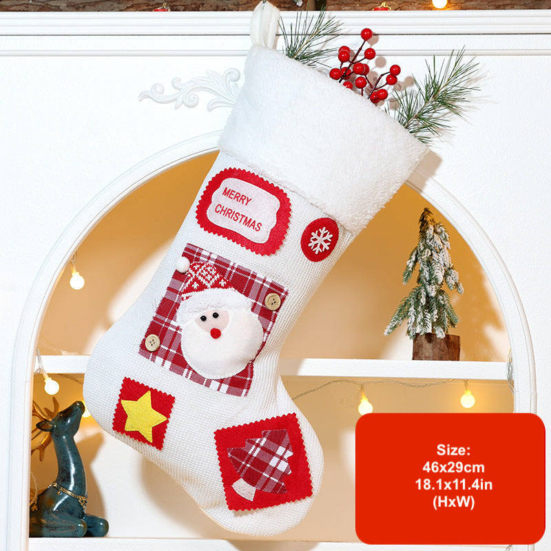 3D Cartoon Christmas Stockings Decorations Santa Snowman Gift Bag Xmas Tree Hanging Ornament Holiday Party Candy Bags