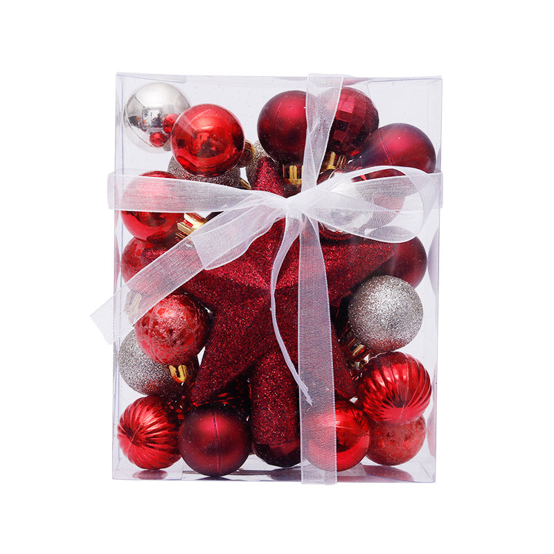 30PCS Christmas Ball Decorations 3cm/1.2in Mini Glitter Baubles with Tree Topper Hanging Ornaments for Table Christmas Tree Party Decor Wedding Holiday Decoration Gifts