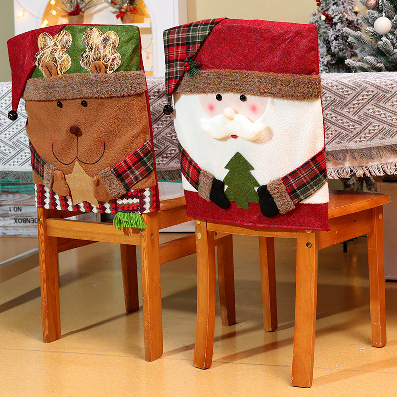 Christmas Chair Covers Decorations Hotel Dinning Room Home Decor Santa Snowman Ornaments