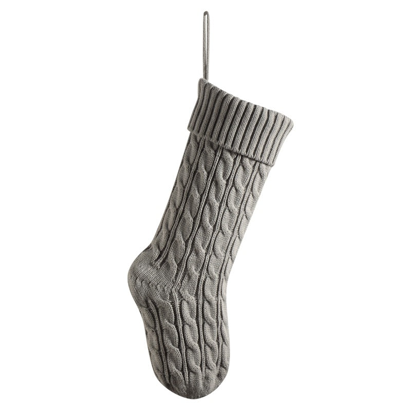 Knitted Twist Christmas Stocking Large Gift Bag Home Decorations Xmas Tree Fireplace Hanging Ornament Candy Bag