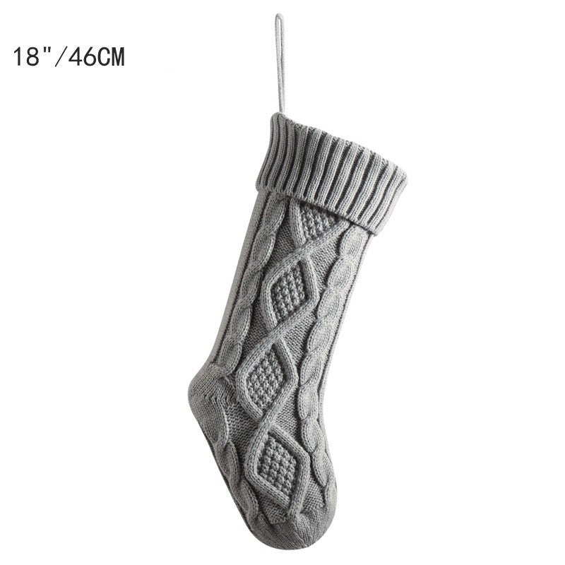 18in Large Christmas Gift Bag Decorations Knitted Two-sided Diamond Christmas Stocking Home Fireplace Xmas Tree Ornaments