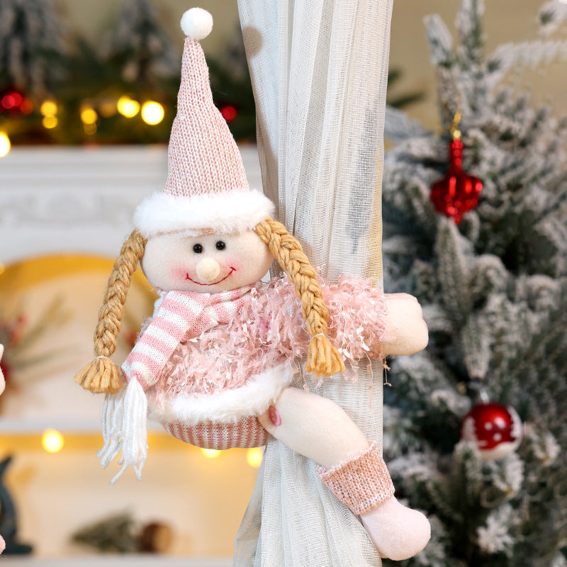 Christmas Pink Curtain Buckle Xmas Elf Doll Curtain Tieback Decorations Home Decor Holiday