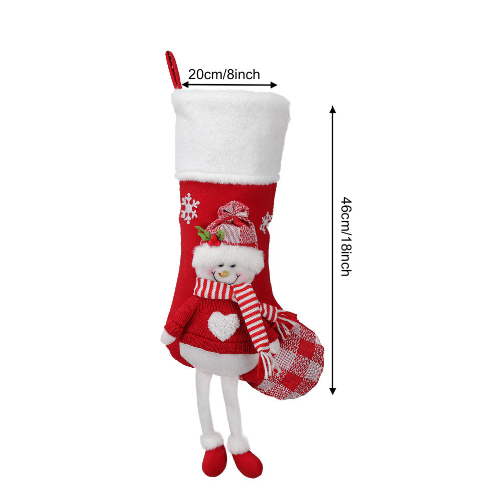 Christmas Stocking Gnome Doll Socks Xmas Tree Snowman Hanging Ornaments Gift Bag Fireplace Decor