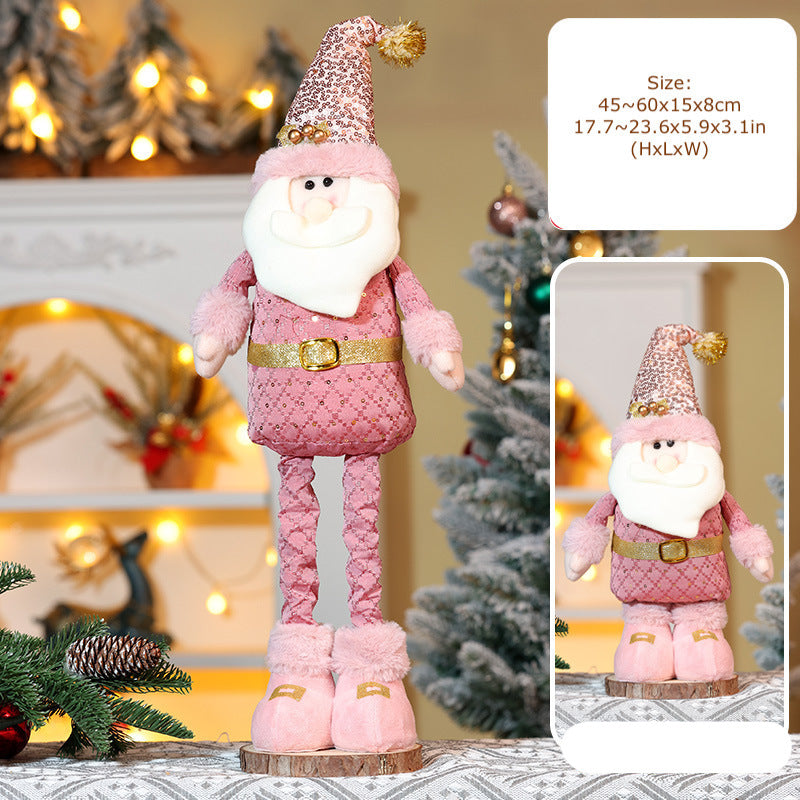 Christmas Decorations Pink Snowman Doll Telescope Santa Clause Ornaments Xmas Deer Window Decor Gift