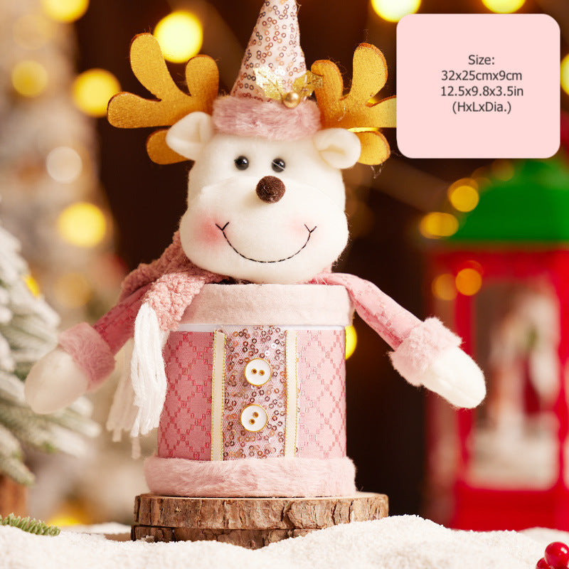 Cute Cartoon Santa Gift Box Christmas Decorations Snowman Candy Jar Ornaments Xmas Kids Gift Table Storage Box