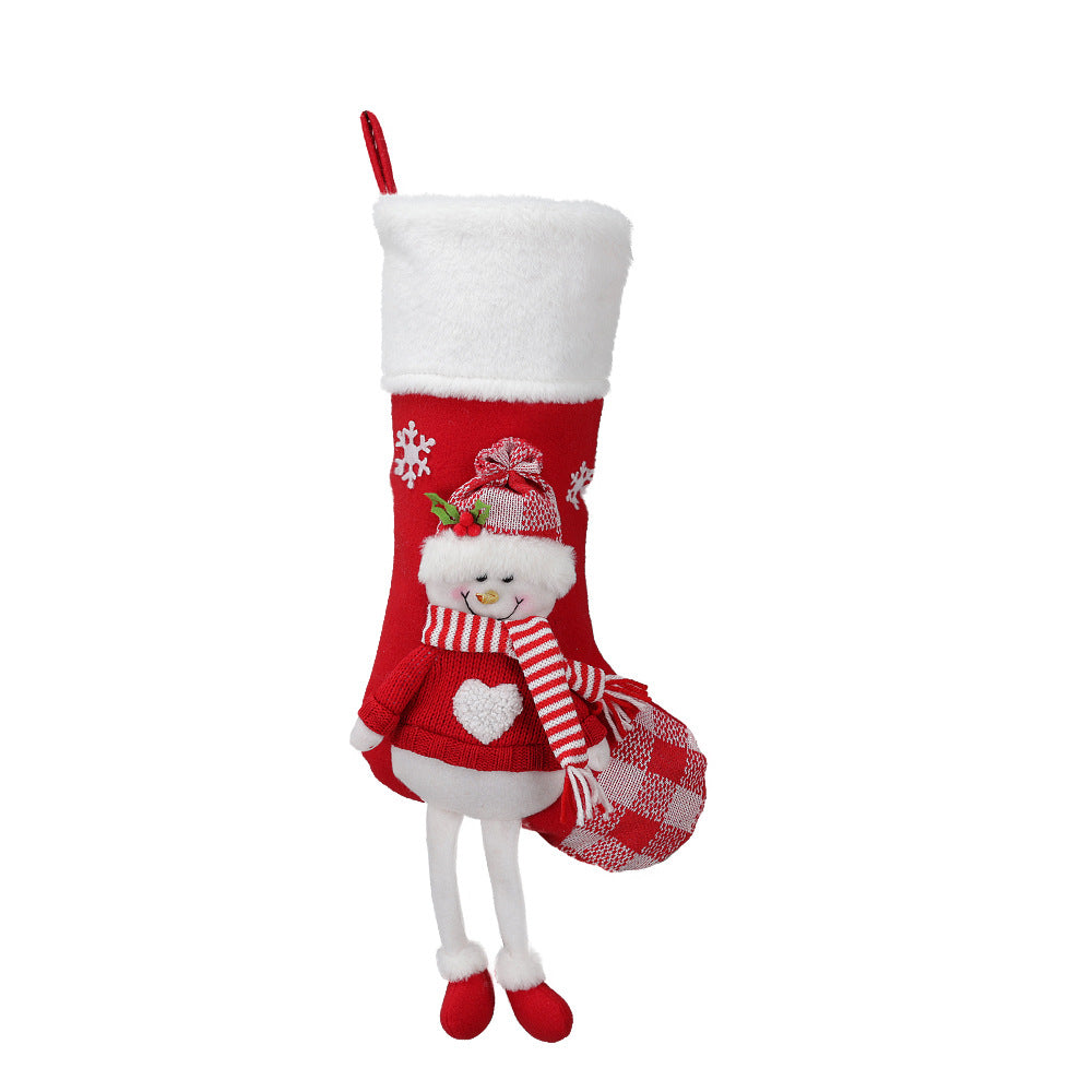 Christmas Stocking Gnome Doll Socks Xmas Tree Snowman Hanging Ornaments Gift Bag Fireplace Decor
