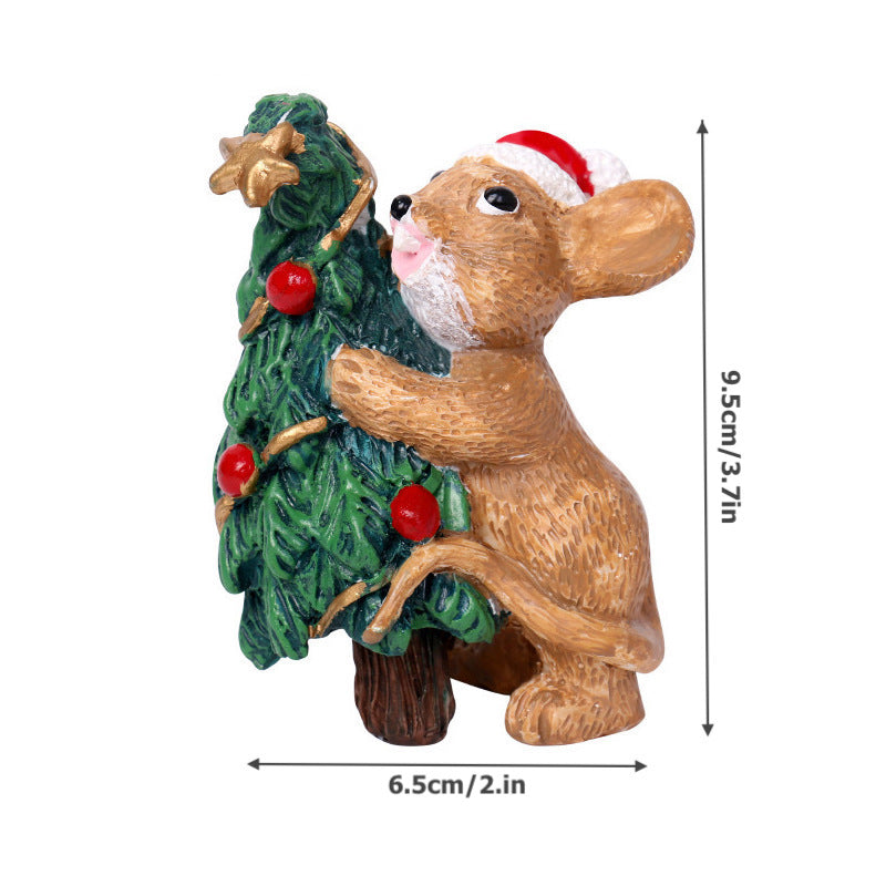 Christmas Decorations Cute Mouse Resign Ornament Desktop Decoration Xmas Gift Holiday Party Home Decor