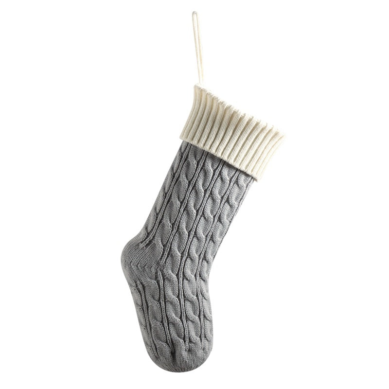 Knitted Twist Christmas Stocking Large Gift Bag Home Decorations Xmas Tree Fireplace Hanging Ornament Candy Bag
