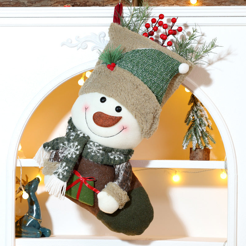 Christmas Stocking Decorations Xmas Tree Hanging Ornaments Large Gift Bag Cute Snowman Candy Bag Decorative Socks