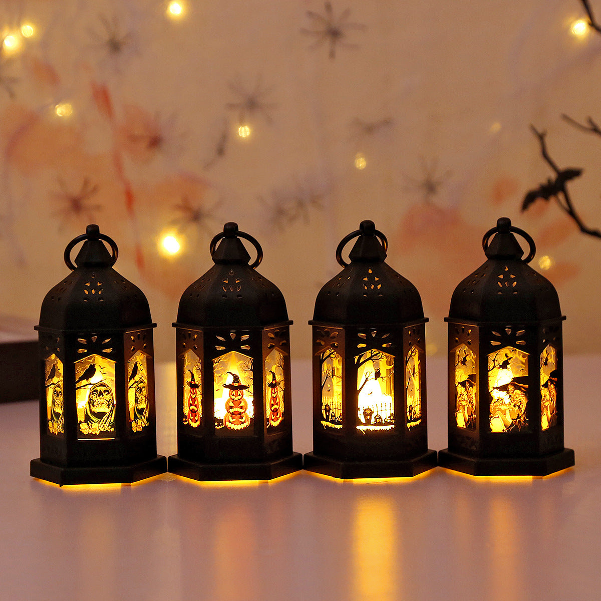 Halloween Decorations LED Pumpkin Lamp Electronic Candle Light Ornaments Holiday Party Supplies Prop Small Night Light Table Decoration