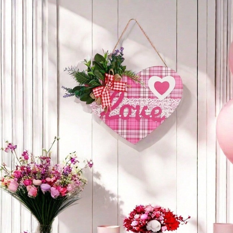Wooden Sign Heart-shaped Hanging Decorations Wedding Engagement Anniversary Ornaments Home Decor