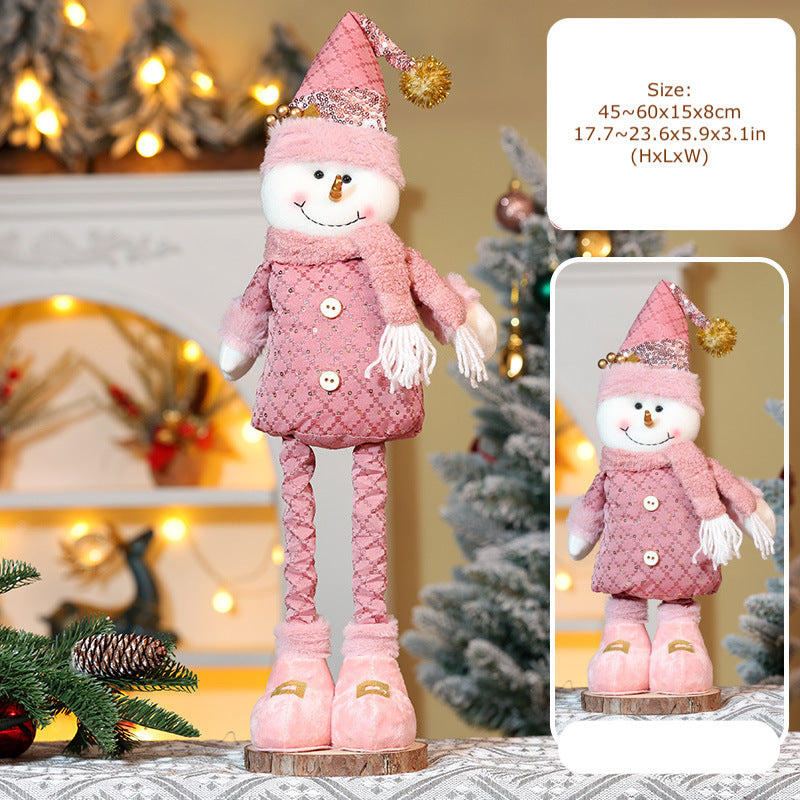 Christmas Decorations Pink Snowman Doll Telescope Santa Clause Ornaments Xmas Deer Window Decor Gift
