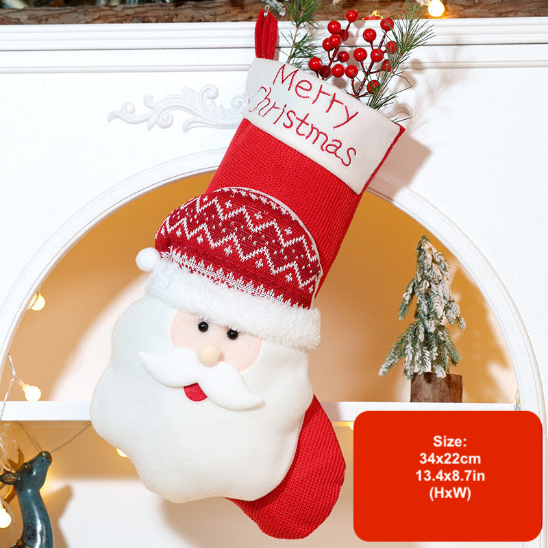 3D Cartoon Christmas Stockings Decorations Santa Snowman Gift Bag Xmas Tree Hanging Ornament Holiday Party Candy Bags