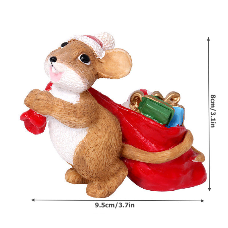 Christmas Decorations Cute Mouse Resign Ornament Desktop Decoration Xmas Gift Holiday Party Home Decor