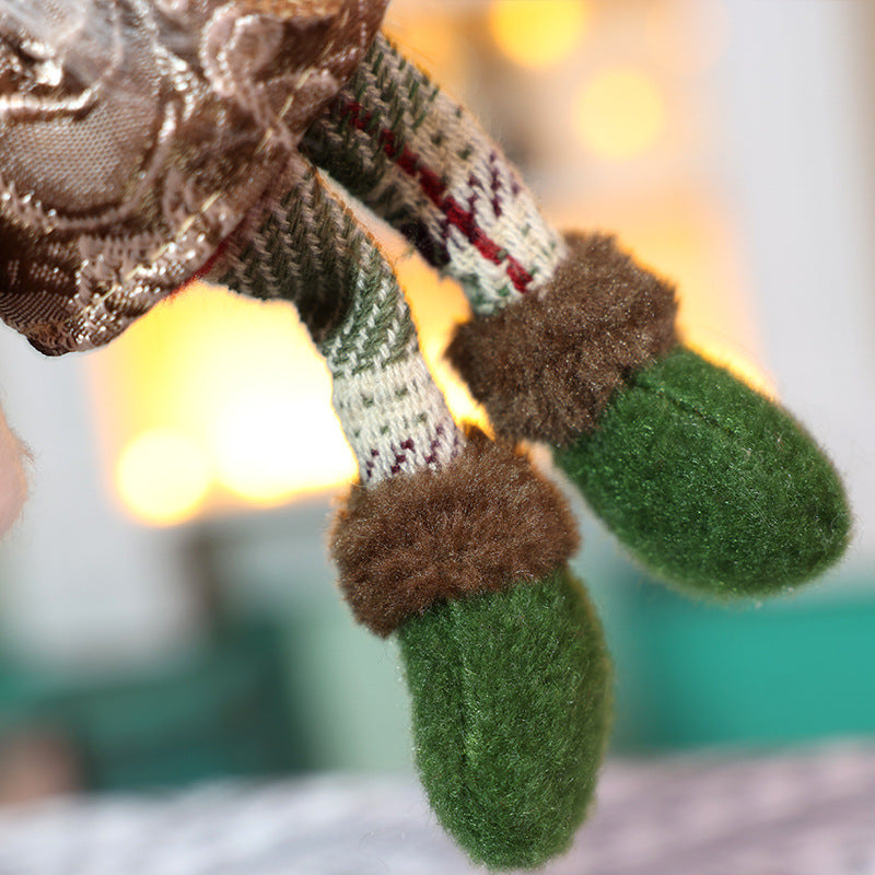 2PCS Christmas Decorations Plaid Snowman Santa Doll Pendant Xmas Tree Hanging Ornaments Holiday Home Decor
