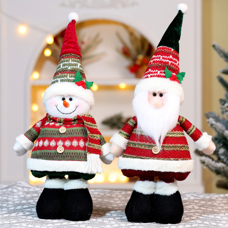 Christmas Decorations Stripe Santa Telescope Doll Snowman Deer Ornaments Gifts