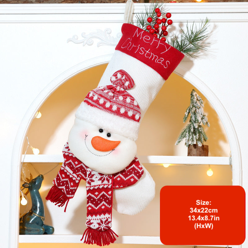 3D Cartoon Christmas Stockings Decorations Santa Snowman Gift Bag Xmas Tree Hanging Ornament Holiday Party Candy Bags