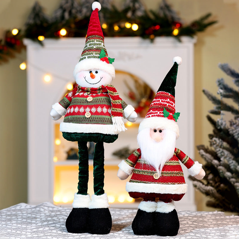 Christmas Decorations Stripe Santa Telescope Doll Snowman Deer Ornaments Gifts