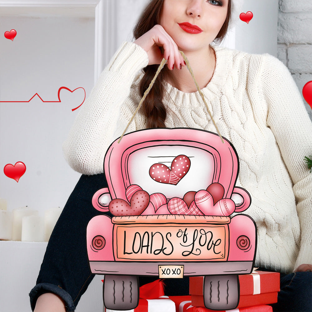 Load of Love for Valentine'd Day Hanging Decorations Wooden Sign for Room Wedding Ornaments Engagement Anniversary Decor Wreath DIY Accessory