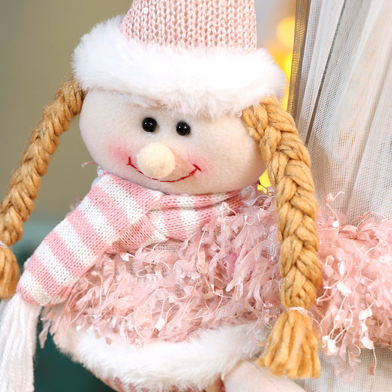 Christmas Pink Curtain Buckle Xmas Elf Doll Curtain Tieback Decorations Home Decor Holiday
