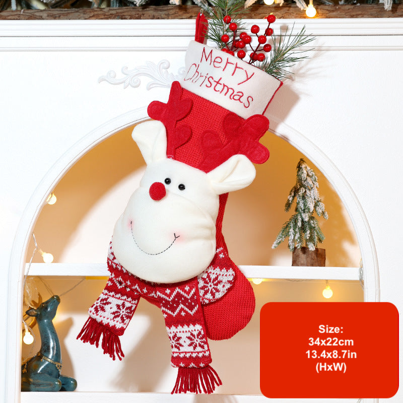 3D Cartoon Christmas Stockings Decorations Santa Snowman Gift Bag Xmas Tree Hanging Ornament Holiday Party Candy Bags