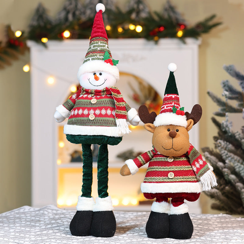 Christmas Decorations Stripe Santa Telescope Doll Snowman Deer Ornaments Gifts