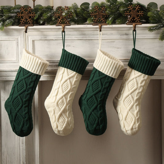 18in Large Christmas Gift Bag Decorations Knitted Two-sided Diamond Christmas Stocking Home Fireplace Xmas Tree Ornaments