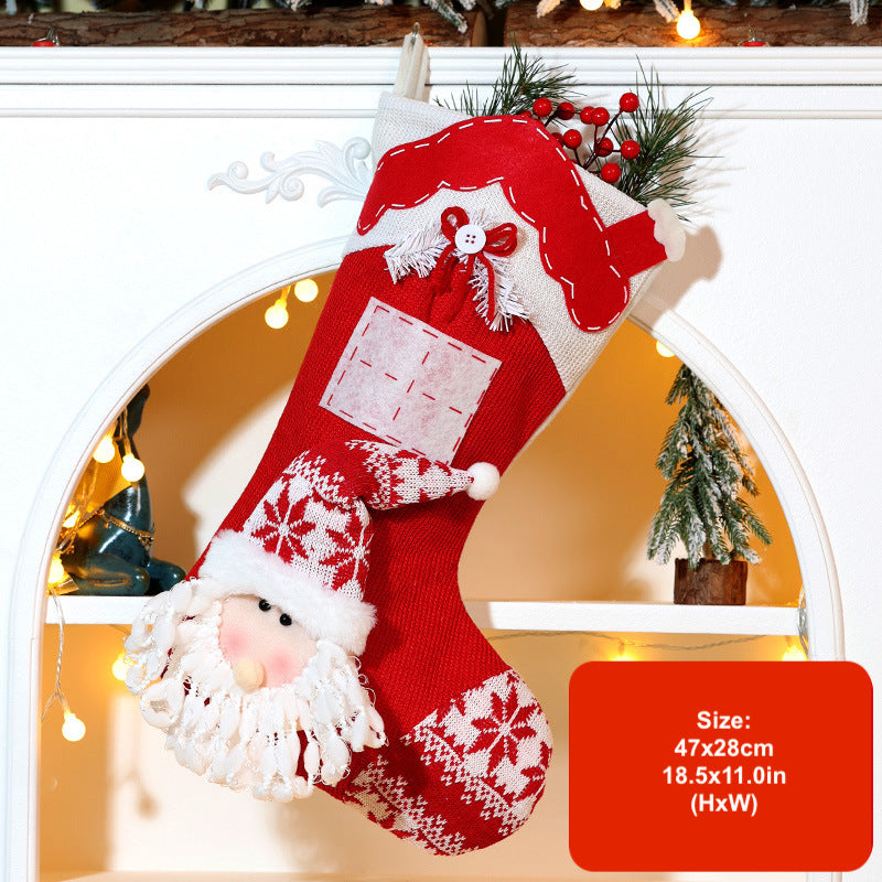 3D Cartoon Christmas Stockings Decorations Santa Snowman Gift Bag Xmas Tree Hanging Ornament Holiday Party Candy Bags
