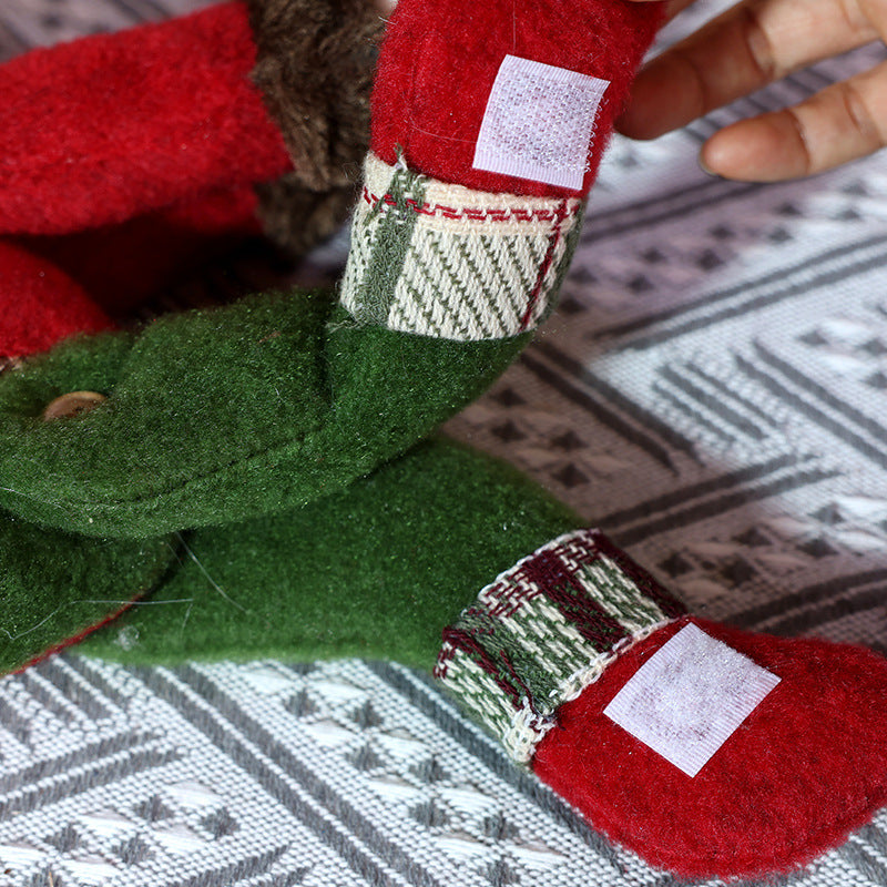 Christmas Retro Plaid Curtain Buckle Decorations Xmas Snowman Doll Curtain Tieback Festival Home Decor