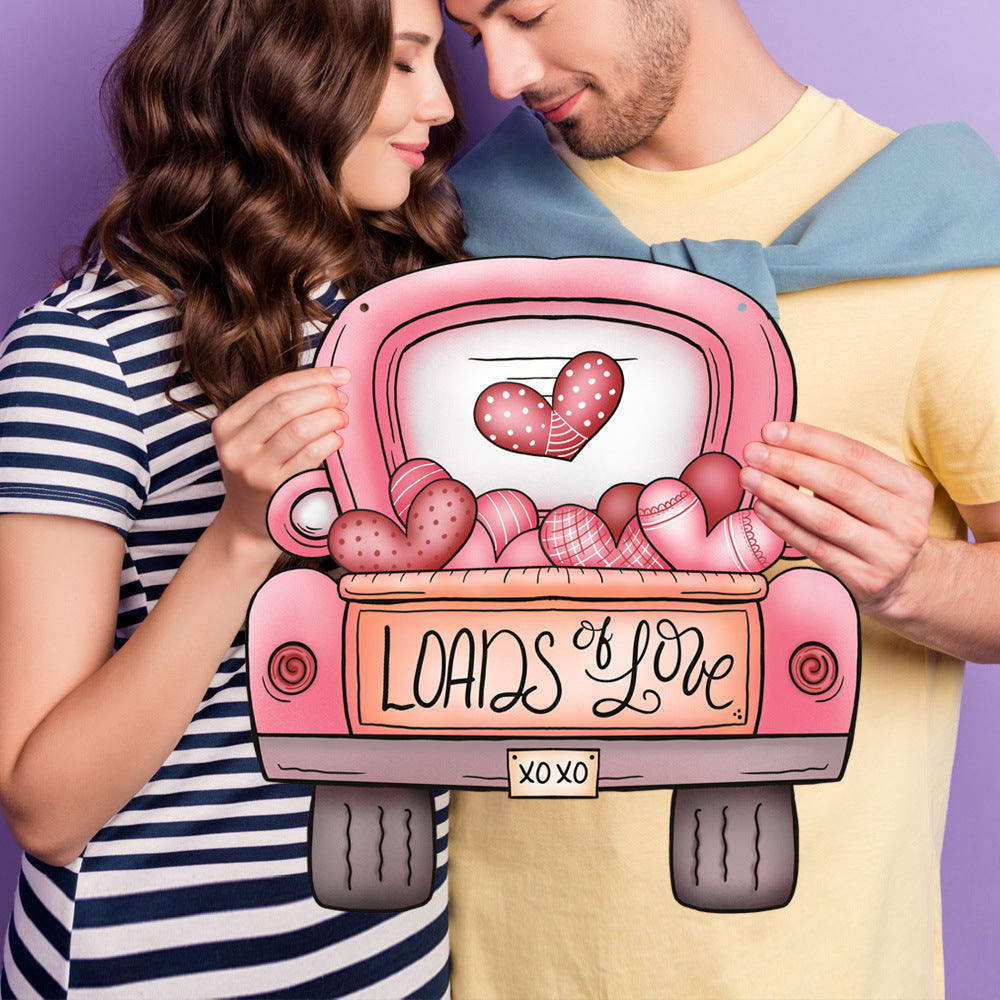 Load of Love for Valentine'd Day Hanging Decorations Wooden Sign for Room Wedding Ornaments Engagement Anniversary Decor Wreath DIY Accessory
