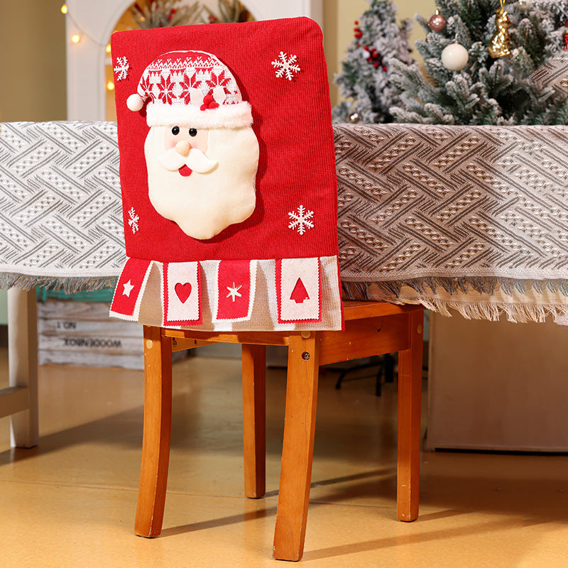 Cartoon Knitted Chair Covers Christmas Decorations Dinning Room Ornaments Holiday Home Decor
