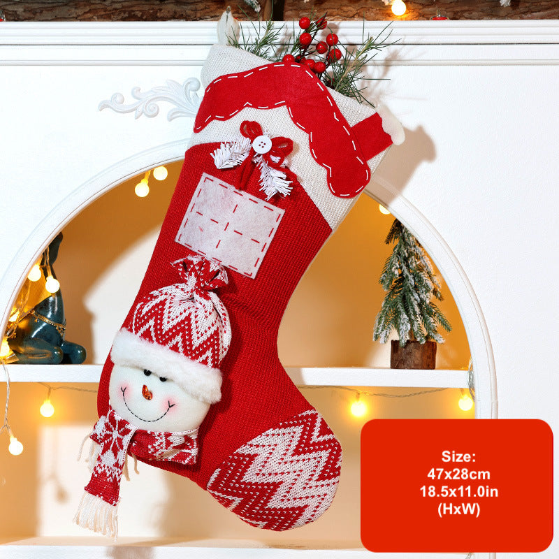 3D Cartoon Christmas Stockings Decorations Santa Snowman Gift Bag Xmas Tree Hanging Ornament Holiday Party Candy Bags
