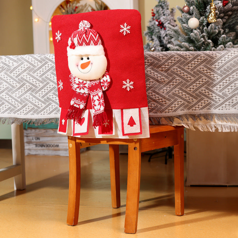 Cartoon Knitted Chair Covers Christmas Decorations Dinning Room Ornaments Holiday Home Decor