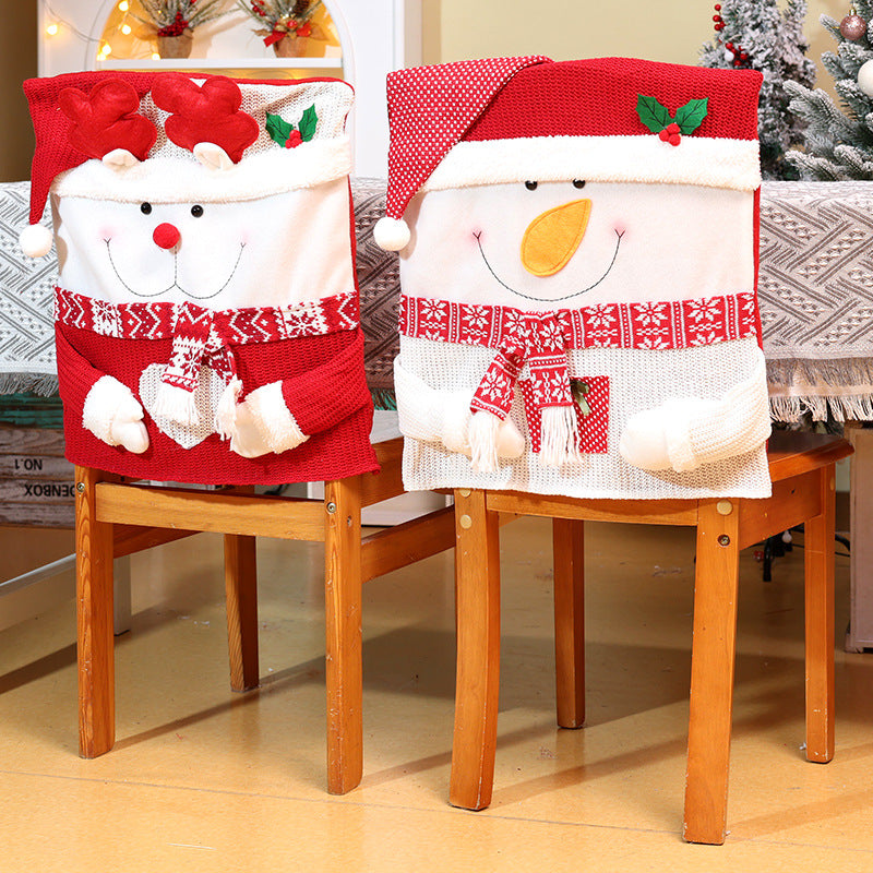 Christmas Decorations Faceless Santa Chair Covers Party Dinning Room Ornaments Snowman Seat Cover Festive Home Decor